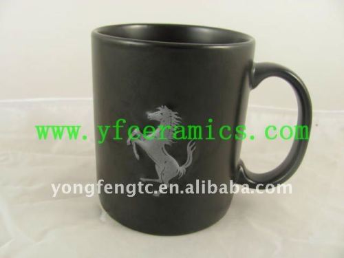 YF18299 black embossed ceramic mug