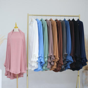 Wholesale Islamic Clothing: Solid Color Azz Crepe Prayer Hijab, Niqab Shawl with Ruffled Edge