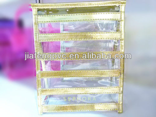 PVC gift bag with golden color PU piping