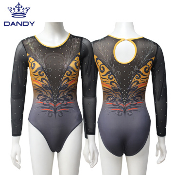 Aangepaste dandy lange mouwen dans training gymnastiek maillotards