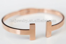 China factory stainless steel imitation jewelry wholesale, T bangle bracelet jewelry for women