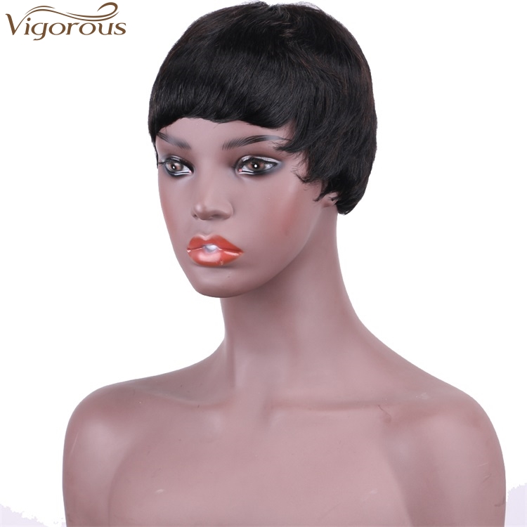 Vigorous Cheap Human Hair Short Bob Brazilian Pixie Cut Wig Straight Human Hair Wigs With Bangs 8 Inch Machine Made Real Wigs