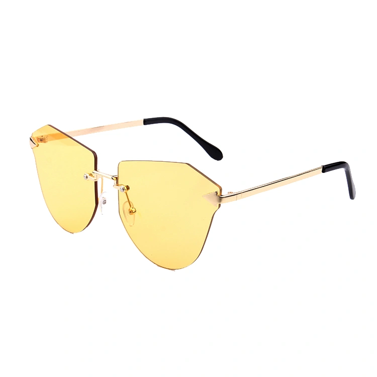 Rimless Design PC Lense Yellow Metal Sunglass