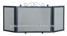 Black powder coating fireplace screen, 3 folding screen fire safety frame
