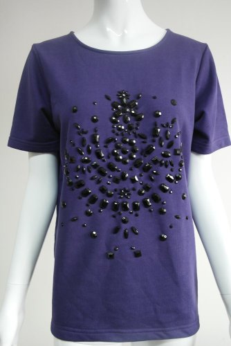 Ladies bead front casual cotton t-shirt