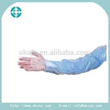 Plastic long arm gloves, full arm pe gloves