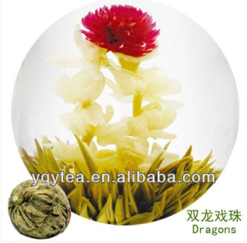 Chinese tea blooming tea shuanglongxizhu flower handmake green tea