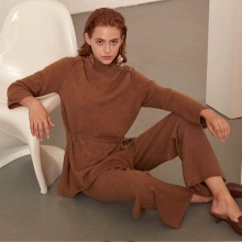 Custom Branded 100% Wool Women's 2 Piece Sweater and Pants Set