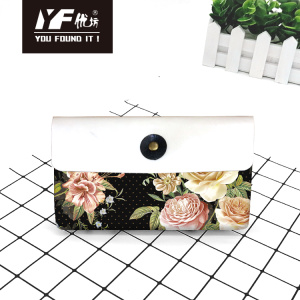 Custom flower lovely style PU leather handbag cosmetic bag pencil case&bag multifunctional bag