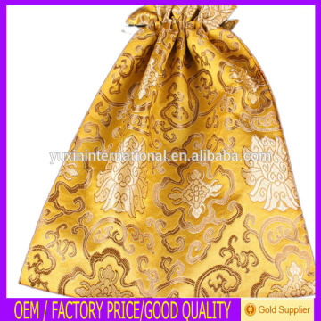 Yellow Promotional Cheap Drawstring Shoe Bag,silk drawstring bag XD020