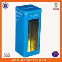 Wholesale gift packaging box/tin box with window/square metal tin box