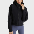 Anti-Falten-Fleece-Fitness-Tops-Jacke mit Daumenloch