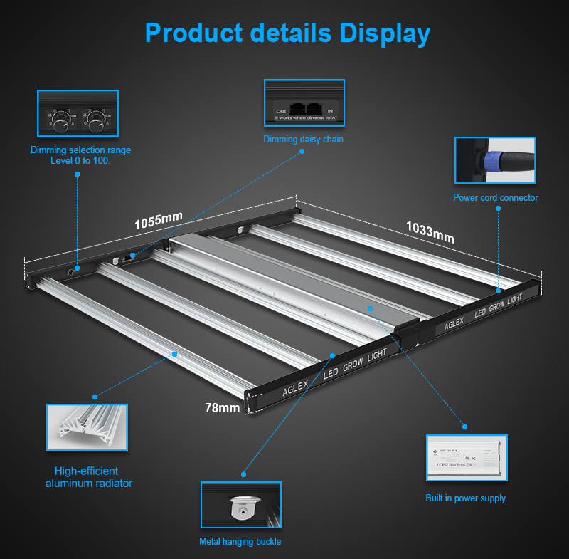 Toptan su geçirmez 720W LED Grow Işık Kapağı 6ft