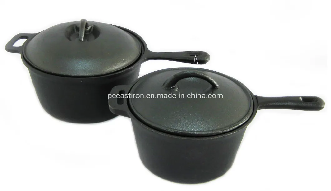 Enamel Cast Iron Double Use Milk Pot with Lid as Frypan