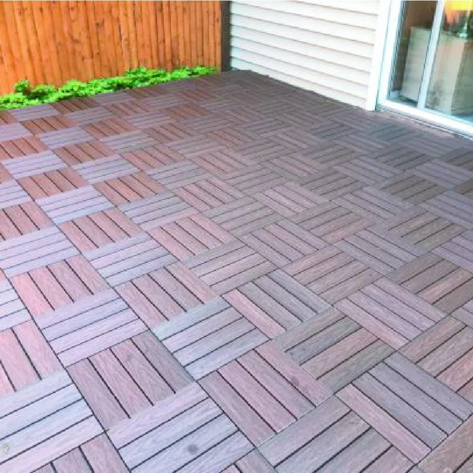 Co-Extrusion DIY Interlocking Flooring Tiles Outdoor Waterproof WPC Deck Tiles