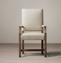 High back fabric dining chairs , Oak / Birch / Rubber armchair dining chairs