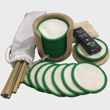 Natural Cotton Washing Pads with Colored Thread