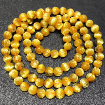 Natural Precious Stone Rutilated Quartz Bracelet for Men and Women