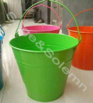 Decorative Powder Coated Metal Tin Pail / Metal Tin Bucket