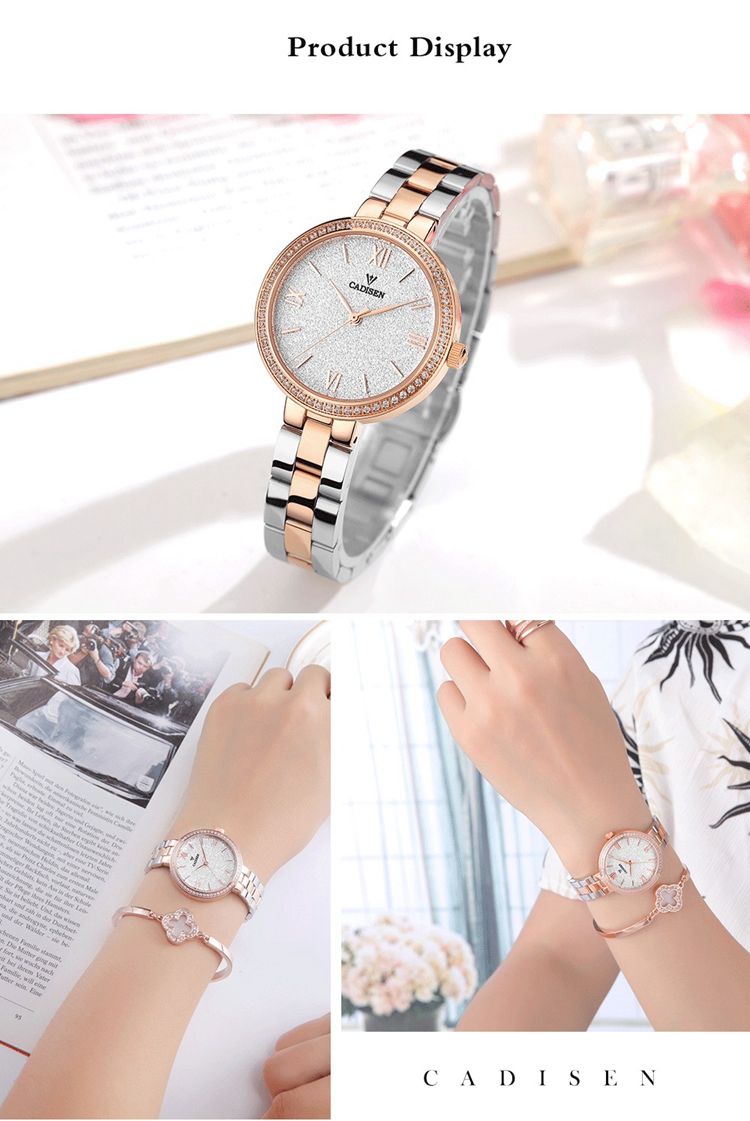 CADISEN 2017 latest girl hand quartz wrist watch japanese movt dial fashion ladies stainless steel watch