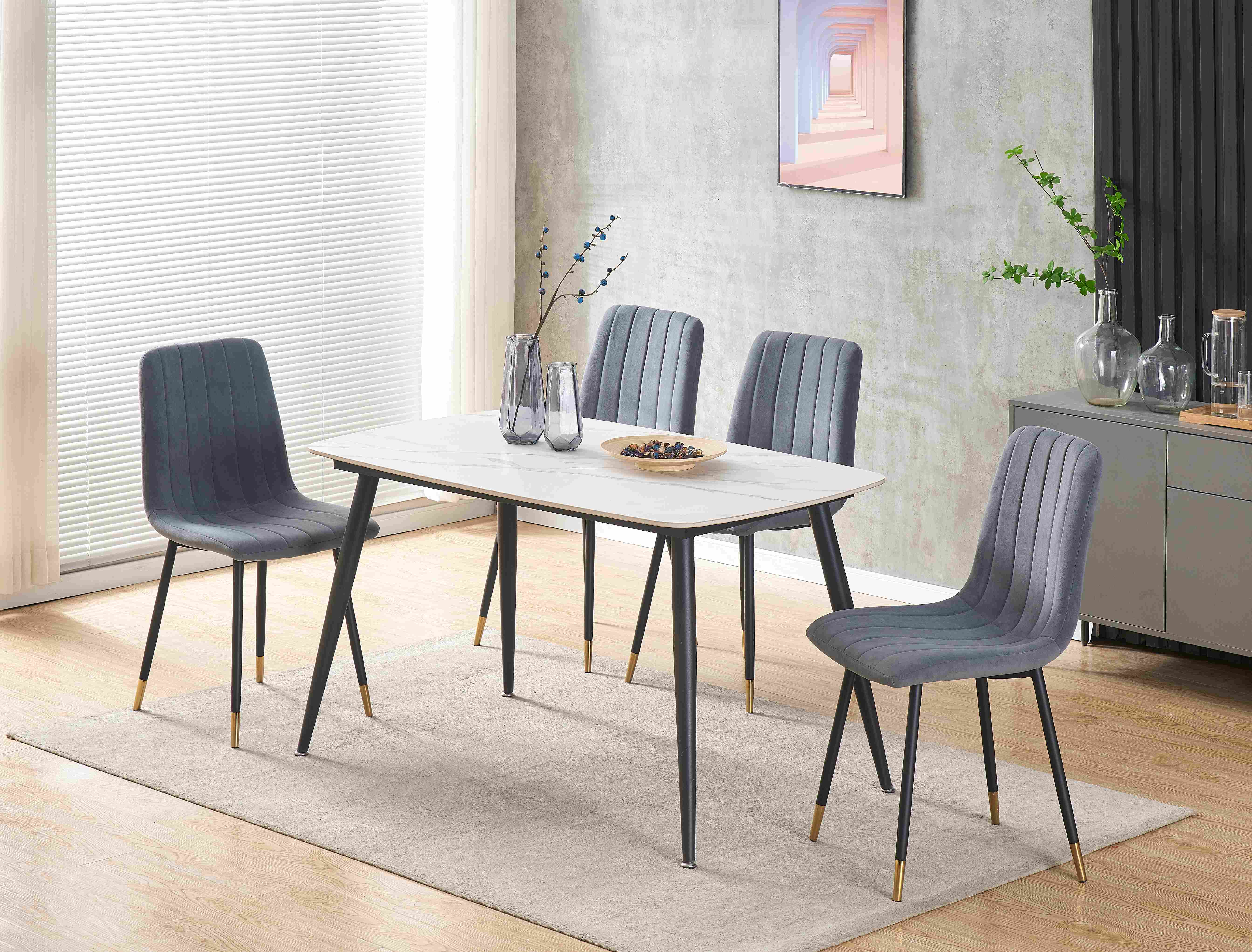 Cadeira de jantar em tecido BR-24A14 com pés dourados5 BR-24A14 fabric dining chair with gold feet5