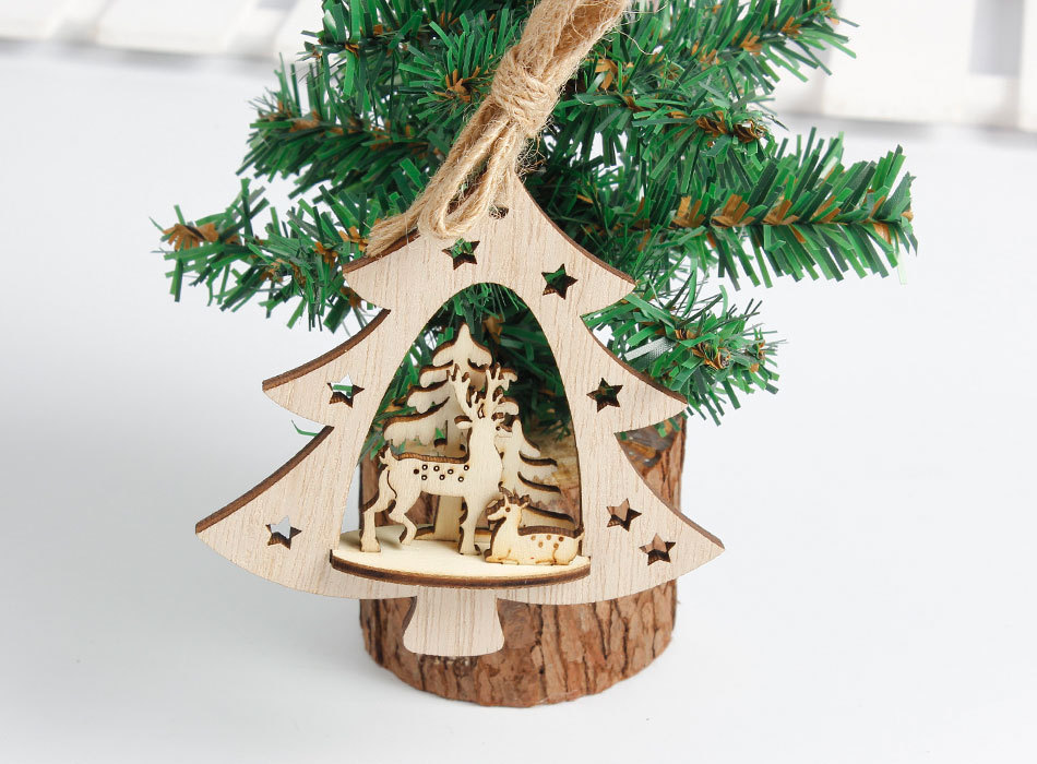 1Pcs Wooden Star Christmas tree decoration Pendants Ornaments for Christmas decoration Ornament New Year Kids Gift