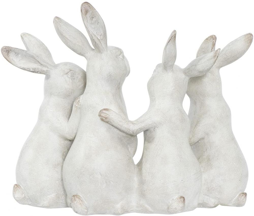 Angka Kuartet Polyresin Bunny Whitewashed