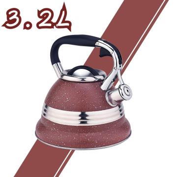 Red with Stainless Steel Design Whistling Tea Kettle