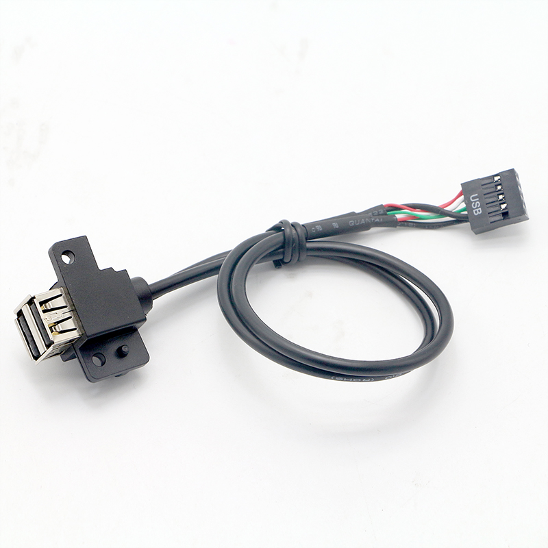 طبقة مزدوجة مخصصة USB 2.0 لوحة أنثى تركيب مع برغي إلى Dupont 2.54mm pin كبل الملعب