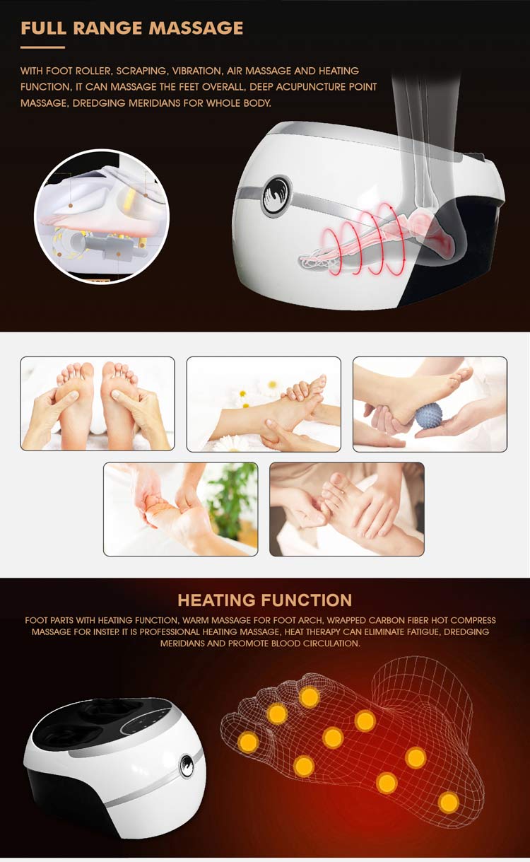 Electric heated foot pain relief health care compression foot massager with 220V Europe Plug ONLY FOR USA