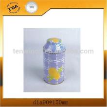Unique design printed rotating cover tea tin/Round aluminum tea tin suppliers