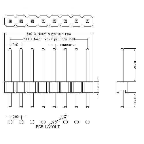2,0 мм Штыревой разъем однорядный прямой тип 2.0 mm Pin Header Single Row Straight Type