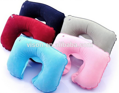 Promotion Inflatable Pillow Inflatable Travel Pillow Flocked Inflatable Neck Pillow