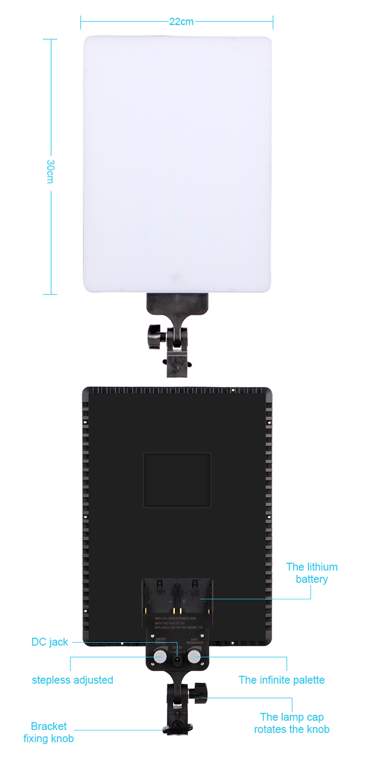 การถ่ายภาพ Dimmable Bi-Color Soft Led Video Light Panel Lighting Kit พร้อมขาตั้งแบตเตอรี่สำหรับสตรีมเกมสด YouTube