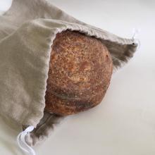 Linen Bread Storage Drawstring Bag - Natural and Reusable