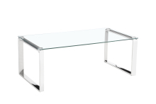 Minimalist Glass Coffee Table with Stainless Steel Legs