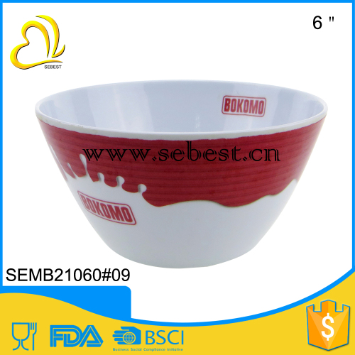 100% white melamine cereal bowls with custom designs printing