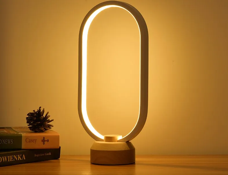 Best Birthday Present Wooden Night Light Modern Style Wood Bedside Table Lamp