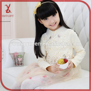 HLL54 girl 100% cotton Lapel Pierced printed flower dress