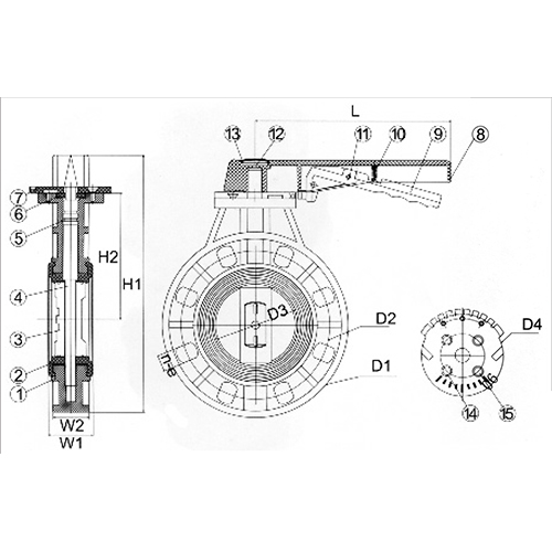 صمام فراشة UPVC Hangle واحد