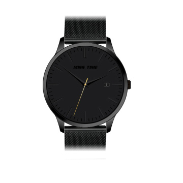 Fashion japanese movement steel quartz black watch