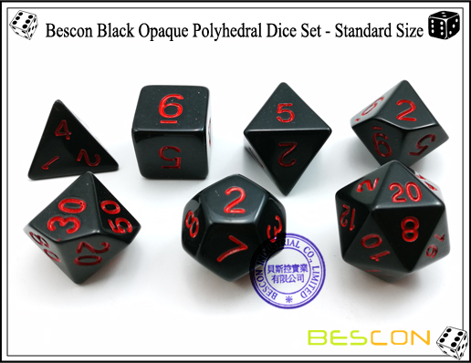 Bescon Juego de dados poliédrico opaco negro-4 Bescon Black Opaque Polyhedral Dice Set-4