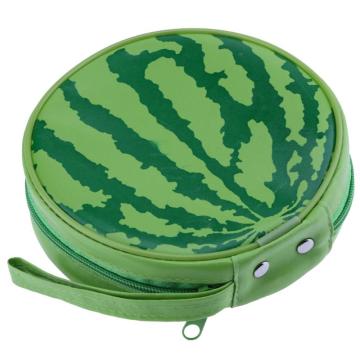 ALLOYSEED Watermelon CD Case Portable Carry CD Holder Earphone DVD CD Storage Box Large Capacity Round Wallet Cover Bag Case