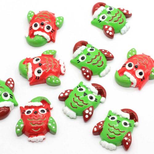 Fantaisie hibou en forme de Cabochon rouge vert majeur Flatback Animal perle à la main artisanat décor perle breloques jouet bricolage ornements