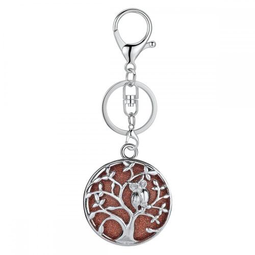 Owl Tree Crystal Gemstone pendant keychain