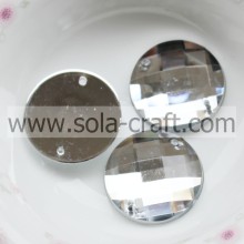 Offer 18mm Clear Silver Plastic Acrylic Flat Faceted Round Curtain Mirroed Bead Crafting DIY Accessory