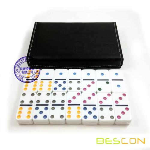 Leather Box Packing Double Six Domino Set