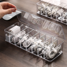 Portable Data Line Storage Organizer - Clear PS Plastic Rectangle Cable Box with Lid