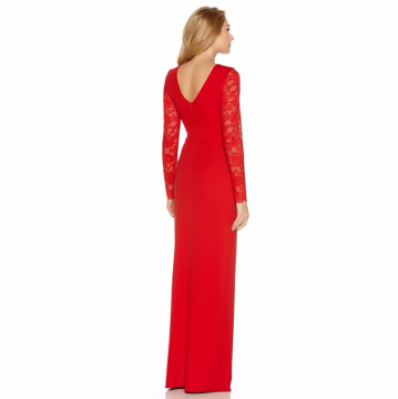 Attractive V-neckline Long Sleeve Embroidered Lace Wedding Dress 2017