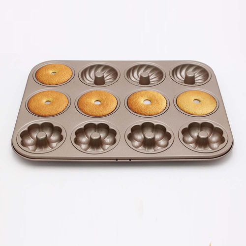 12-Cavity Carbon Steel Doughnut Bakeware for Baking